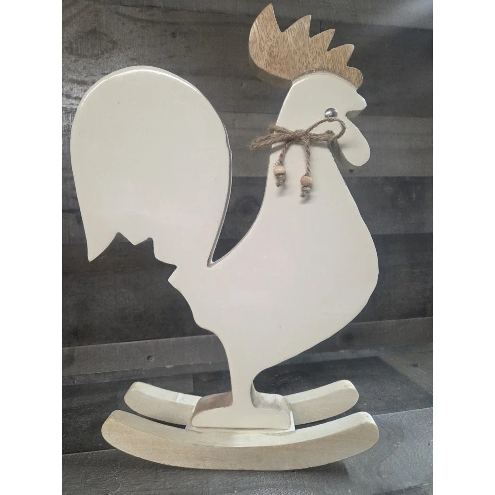 Wood Rooster Farmhouse Decor Rocking Base 14